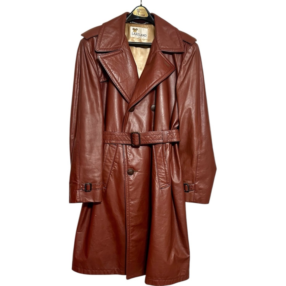 70’s VINTAGE Lakeland Men’s Leather Trench Coat, Size 46